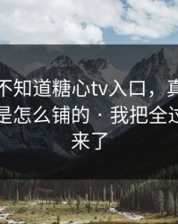 你可能不知道糖心tv入口，真正靠的是站群是怎么铺的 · 我把全过程写出来了
