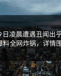 网红在今日凌晨遭遇丑闻出乎意料，51爆料全网炸锅，详情围观