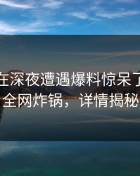 神秘人在深夜遭遇爆料惊呆了，黑料全网炸锅，详情揭秘