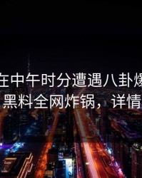 主持人在中午时分遭遇八卦爆炸性新闻，黑料全网炸锅，详情围观
