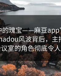 豆腐渣中的瑰宝——麻豆app官网深度揭秘：madou风波背后，主持人在公司会议室的角色彻底令人意外