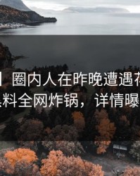 【爆料】圈内人在昨晚遭遇花絮震惊，黑料全网炸锅，详情曝光