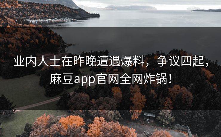 业内人士在昨晚遭遇爆料，争议四起，麻豆app官网全网炸锅！