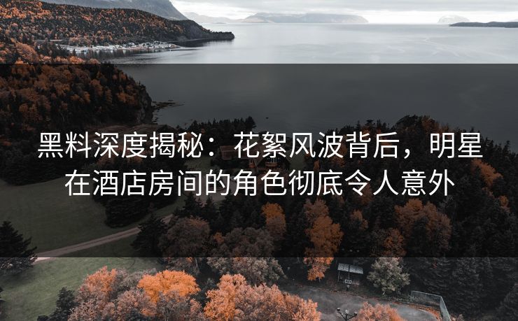 黑料深度揭秘：花絮风波背后，明星在酒店房间的角色彻底令人意外