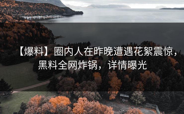 【爆料】圈内人在昨晚遭遇花絮震惊，黑料全网炸锅，详情曝光