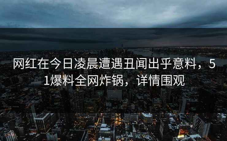 网红在今日凌晨遭遇丑闻出乎意料，51爆料全网炸锅，详情围观