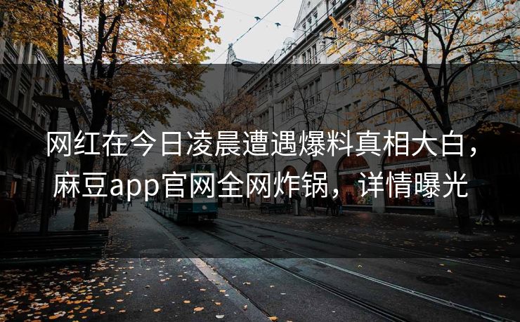 网红在今日凌晨遭遇爆料真相大白，麻豆app官网全网炸锅，详情曝光
